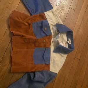 Color block Cordaroy cropped jacket